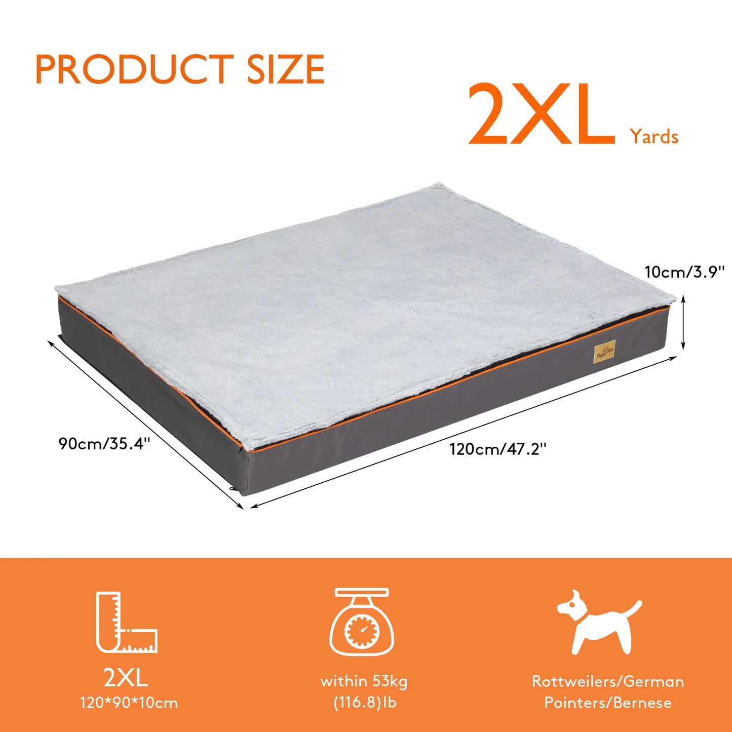 Large Orthopedic Dog Bed with Padded Foam Cushion and Washable Cover