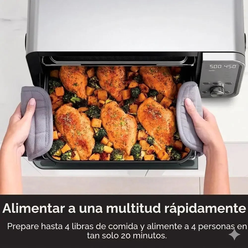 10-in-1 Digital Air Fryer Oven with Large Capacity, Space-Saving Lid, Stainless Steel, Temperature Control, 17-Qt, 1800W, Up to
