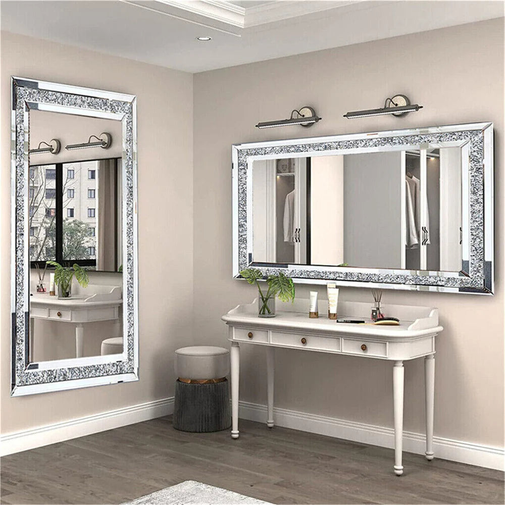 XXXL Large Charming Diamond Decorative Wall Mirror Crushed Crystal