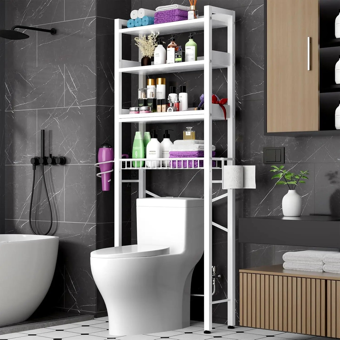 Over The Toilet Storage Cabinet, 4 Tier Bathroom Organizers