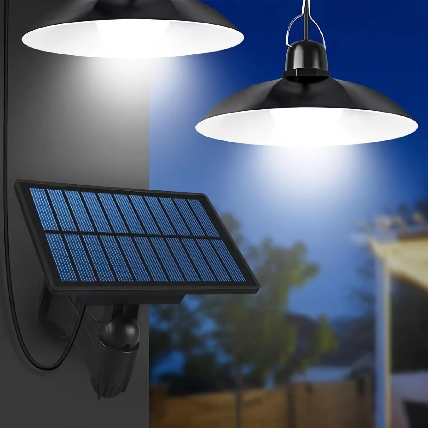 Single /Double Head Solar Shed Light,solar Lights Outdoor,Solar Pendant Lights,IPx4.Auto on in Dark, Off at Day.for Lighting Gazebo,barn,coop,patio,garage,camp, Porch,home,comes with Expansion Iron Hooks and Fixing Cable Ties