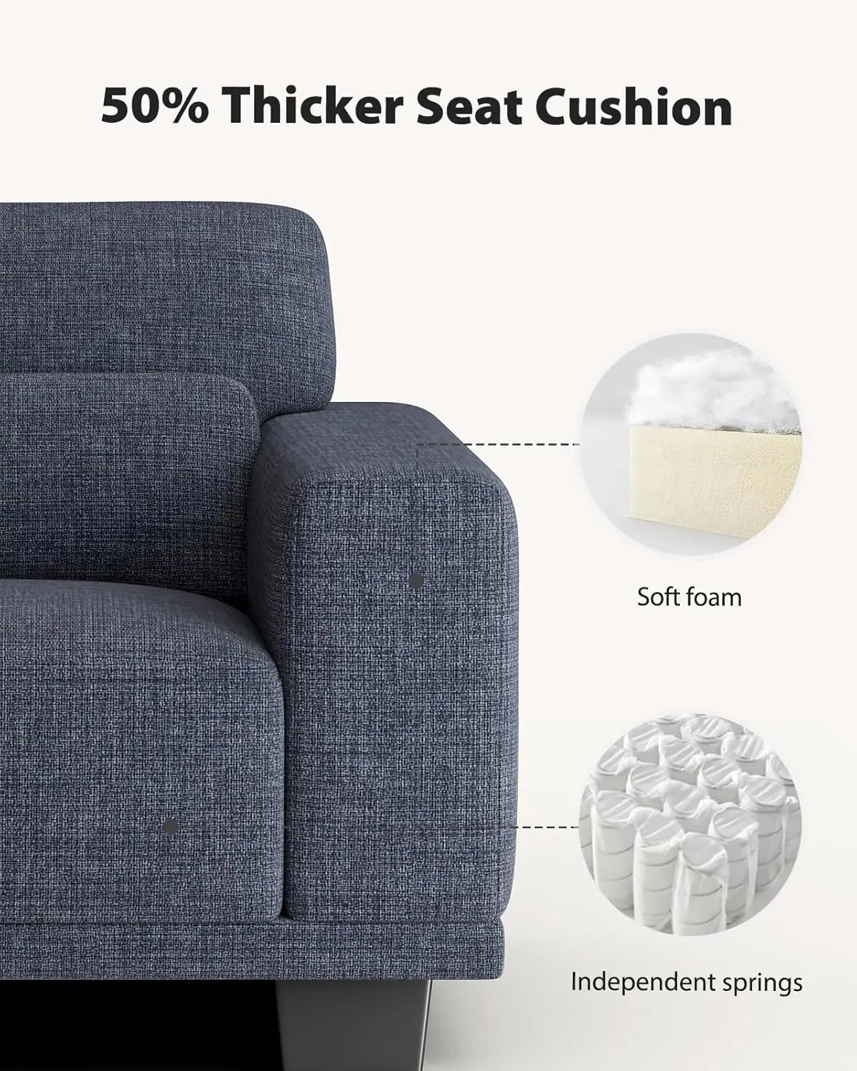 Modern Upholstered Sofa With Removable Washable Cover And Armrests