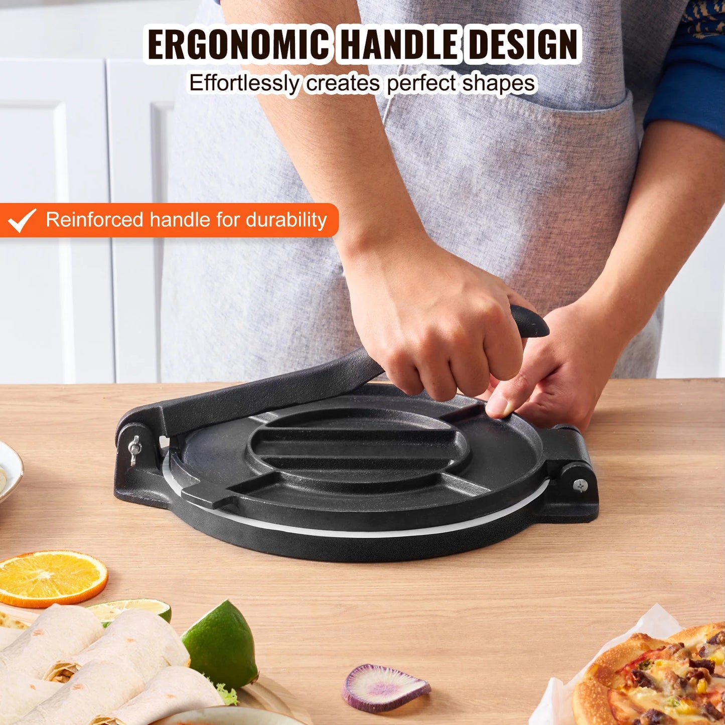 Heavy Duty Cast Iron Tortilla Press for Perfect Dough