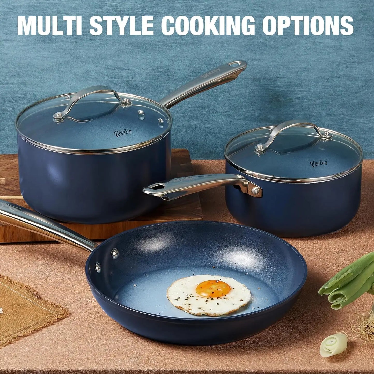 Koch Systeme CS Ceramic Nonstick Saucepan Set With Lids