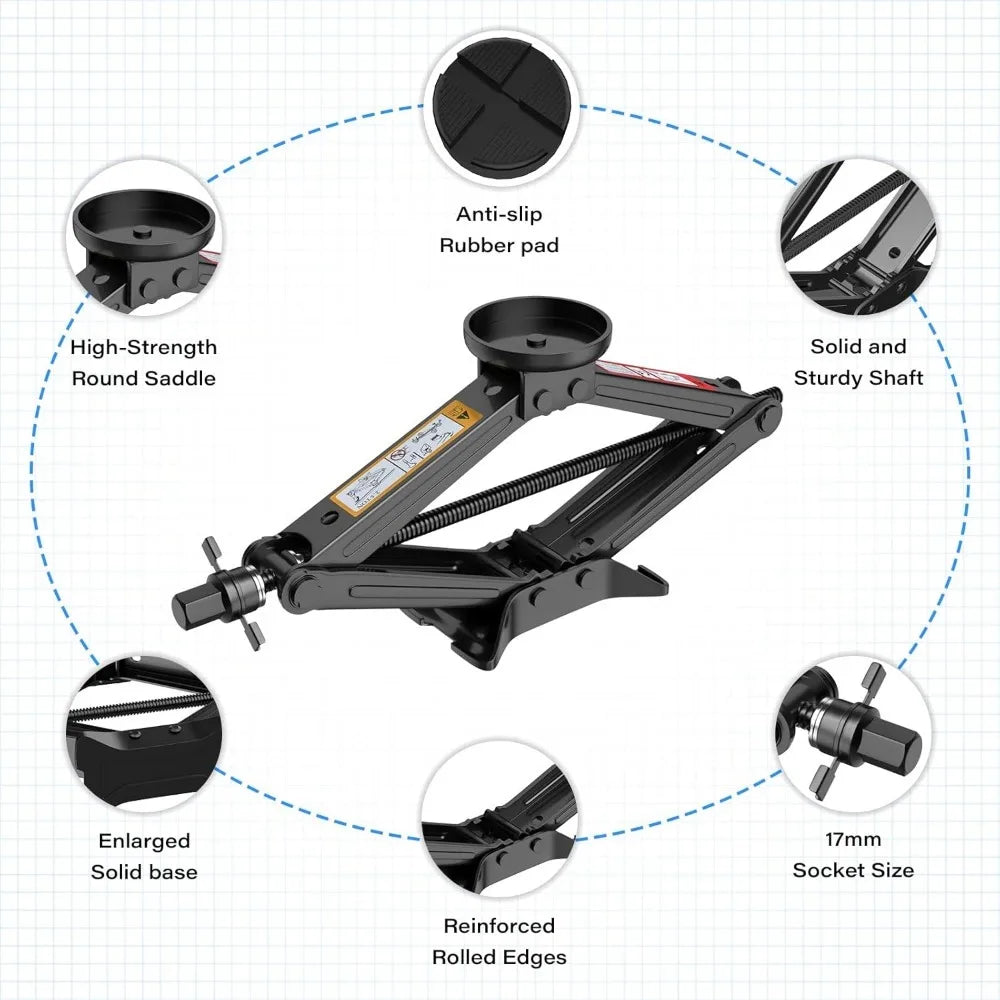 Universal Scissor Jack for Car 2.5 Ton Portable Tire Kit