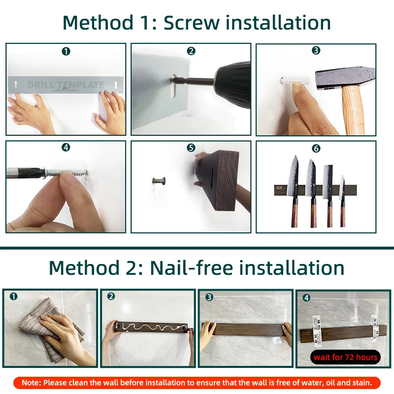 Findking New Design Powerful Magnetic Knife Strip Handmade Ash Wood Knife Holder Wall Mount Block Set 3 Pieces 12 16 18 Inch Rack