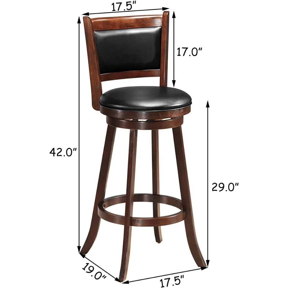 Pair Bar Stools With 360 Degree Swivel Leather Upholstery