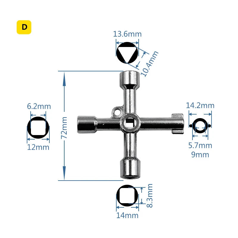 4 Ways Phillips Wrench Mini Universal Internal Triangle Multifunction Small Cross Key Wrench Repair Hand Tools For Car elevator