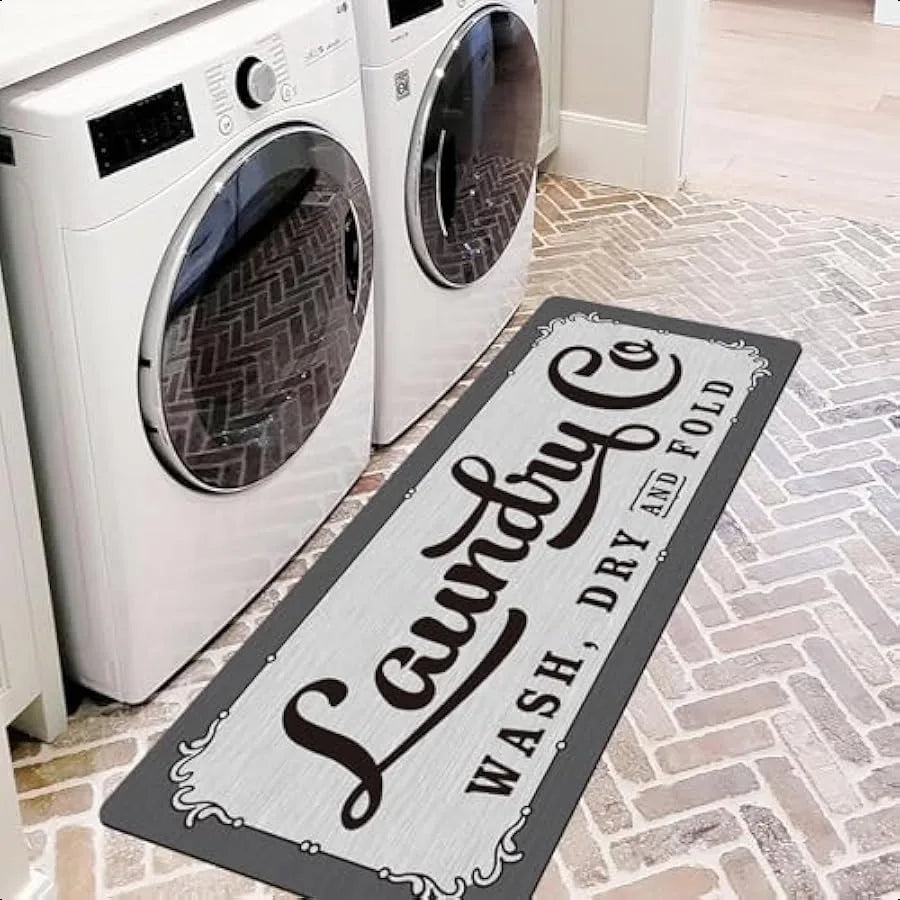 Laundry Room Rug Runner 20 X 59 Non Slip Washable Kitchen Mat Waterproof Mudroom Floor Carpet Geometric Design
