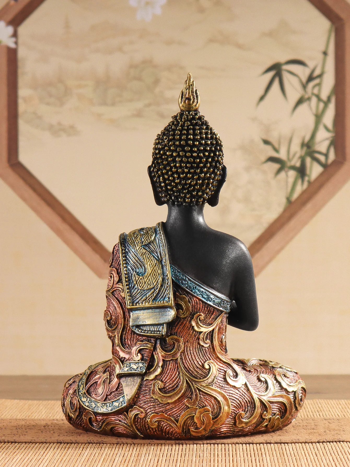 Exquisite Sitting Buddha Statue Sculpture, Religious Artwork Craft, Home Decor Piece, Living Room, Entrance Hall,Office Ornament