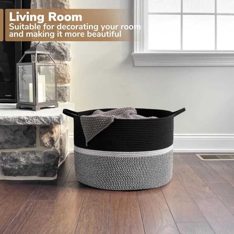 Extra Large Laundry Basket, Woven Rope Storage For Towels
