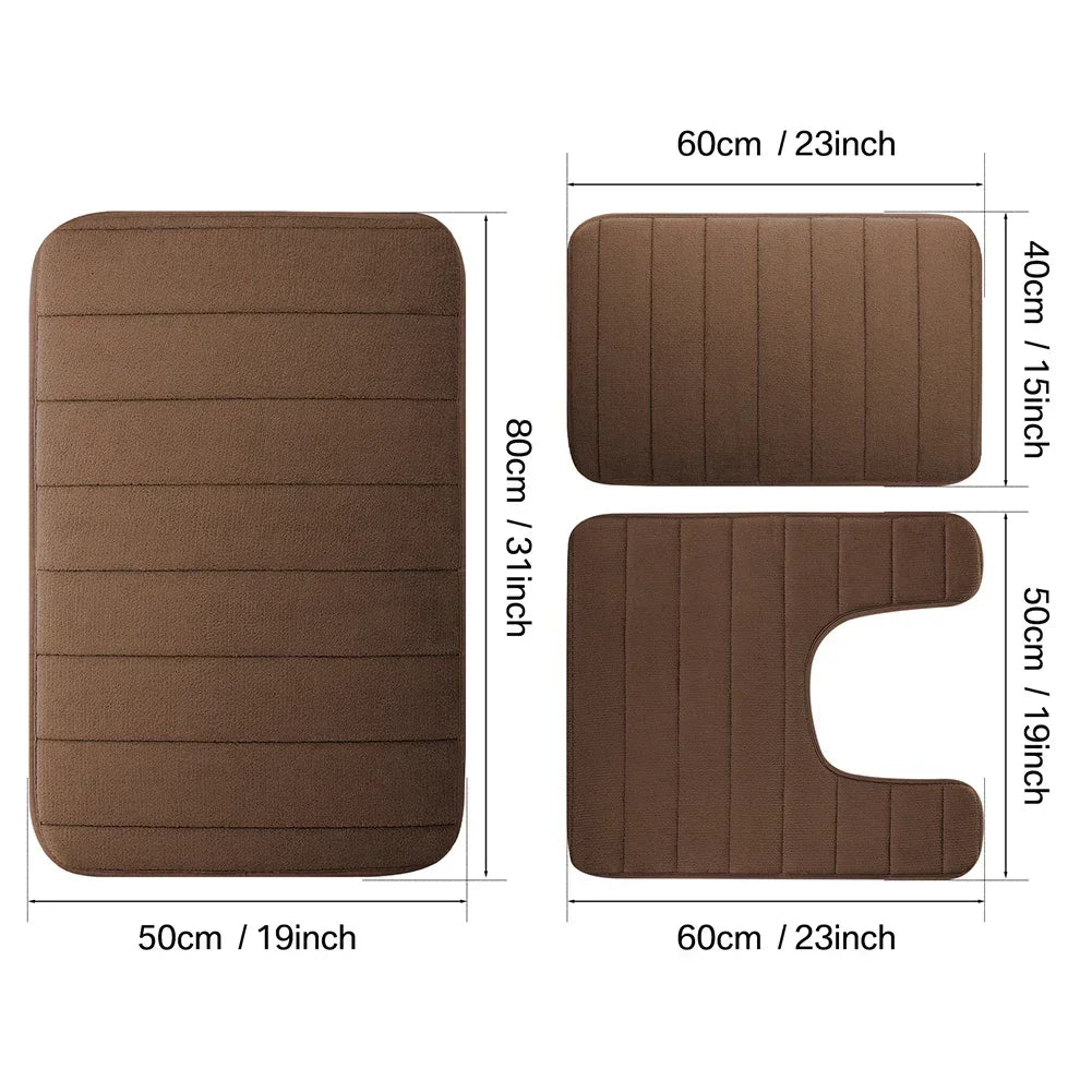 Black Memory Foam Bath Mat Soft Comfortable Super Water Absorption Non-Slip Thick Machine Washable Easy to Dry Home Floor Rug