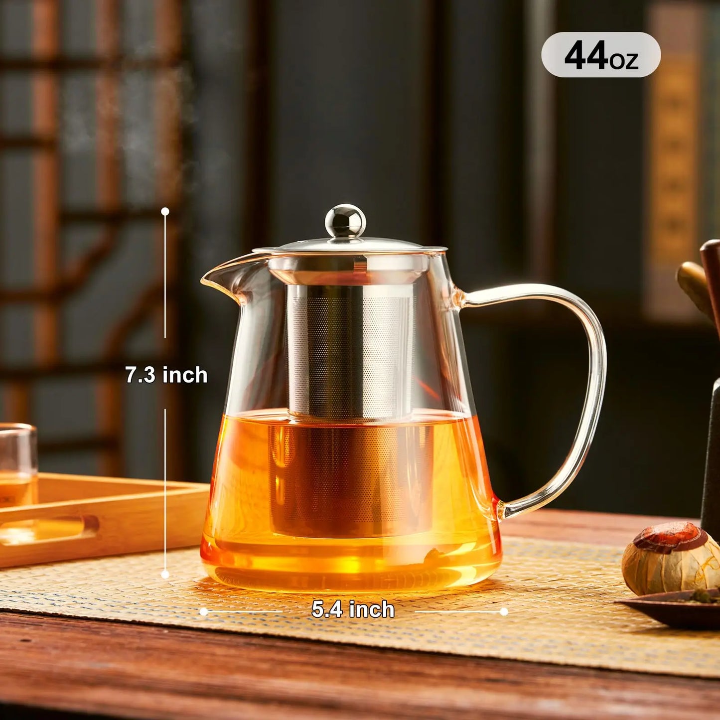 Glass Stovetop Teapot With Removable Stainless Steel Infuser