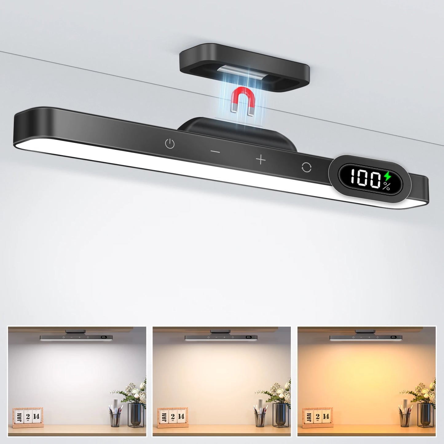 WILLED 5W Dimmable Mirror Lights 3 Colors Adjustable Makeup Light with 120 LED 2500mAh Rechargeable Under Cabinet Led Lights
