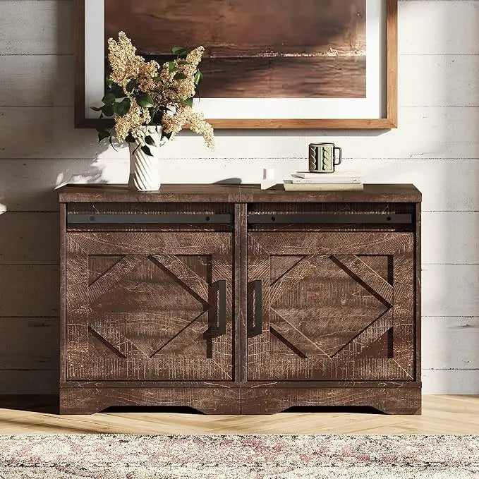 Farmhouse End Table Set of 2, Sofa Side Table with Drawer