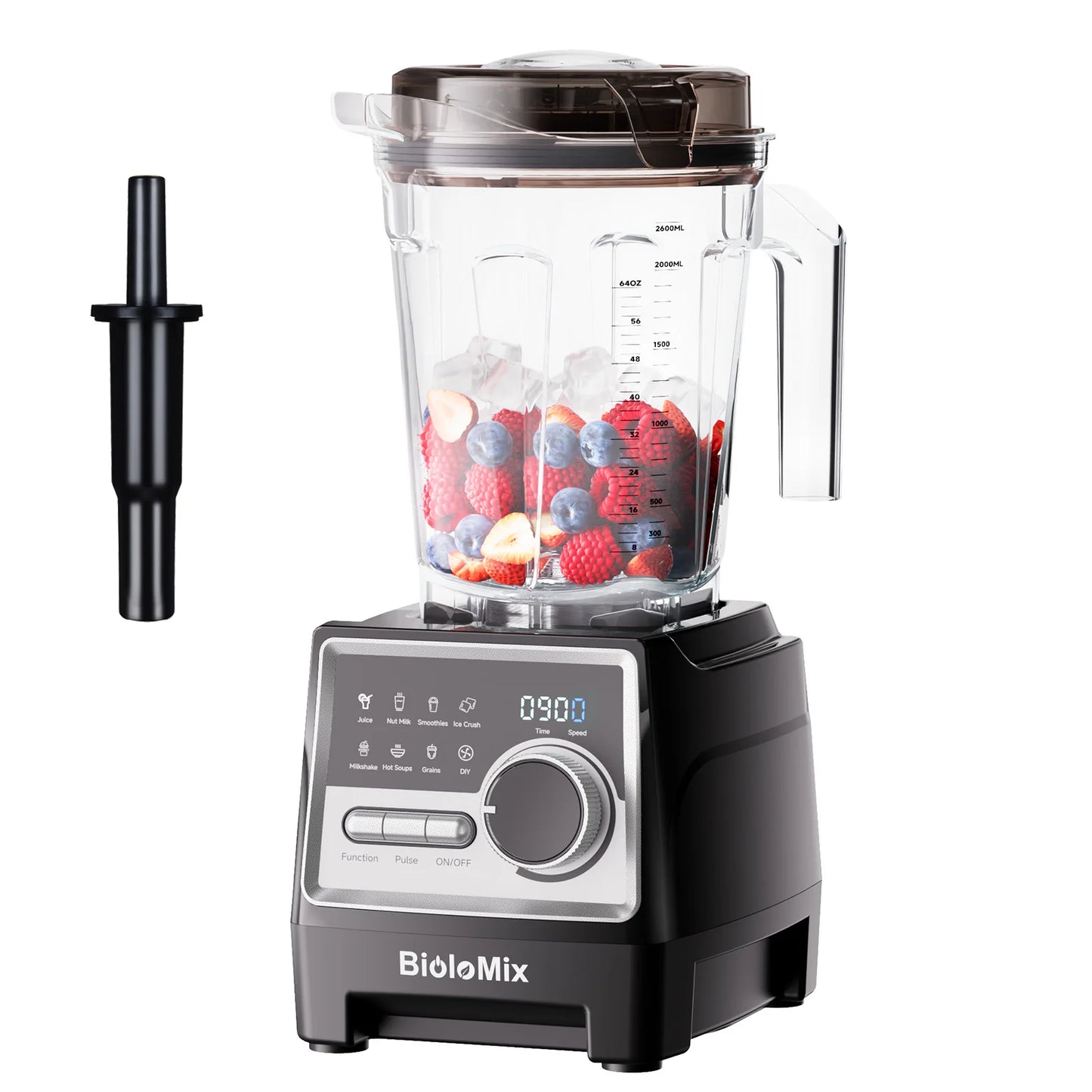 BioloMix 1500W Professional Blender With 2.6L BPA Free Jar With 6 Blades, 7 Preset Program for Smoothies, Shakes, Nut Milk