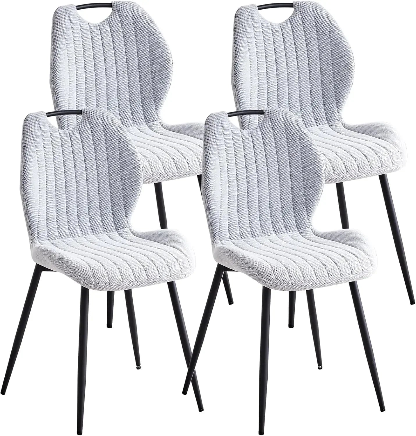 Set Of 4 Upholstered Wingback Dining Chairs Modern Fabric