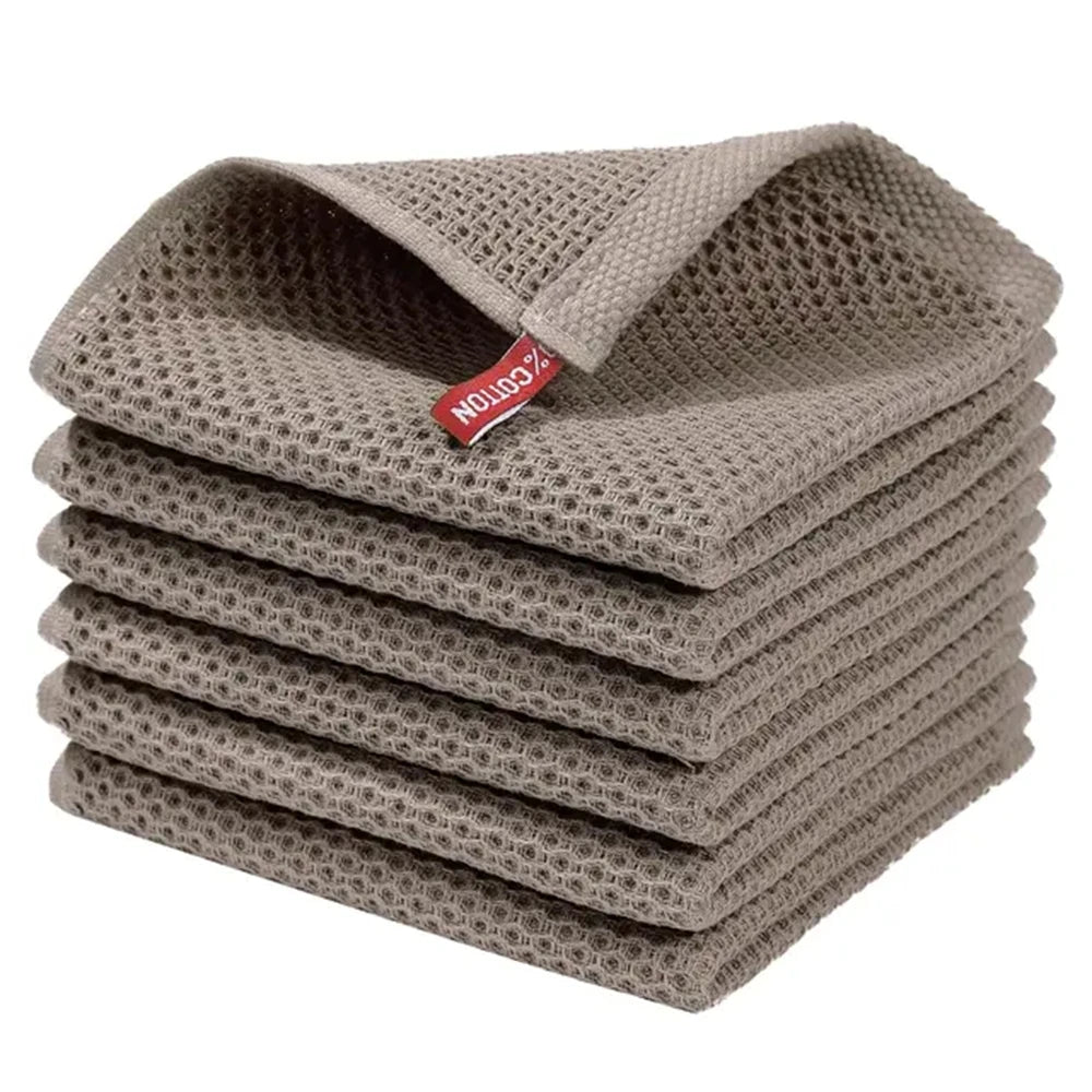 6PCS No Trace Honeycomb Absorbent Dish Tableware Kitchen Rag Towel Glass Cleaning Cleaning Tool Towel
