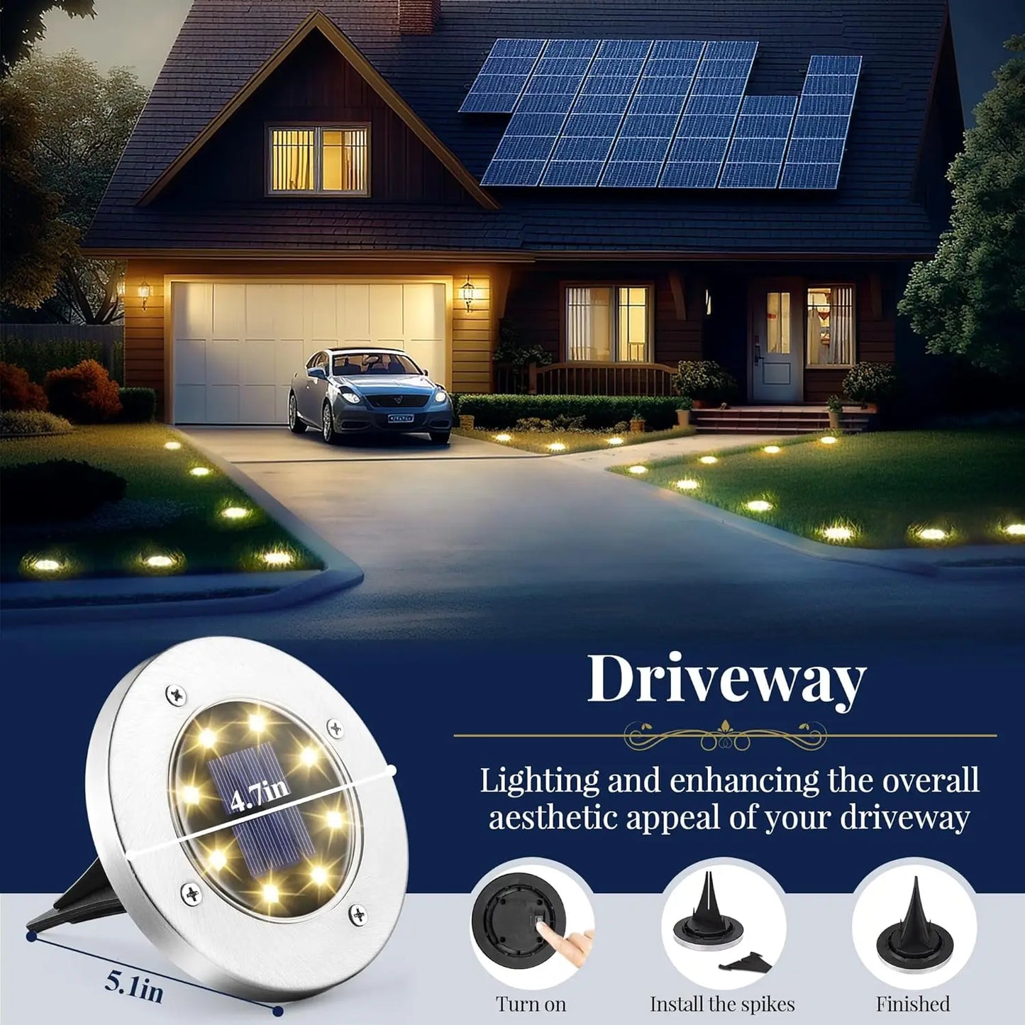 4/8pcs Solar Lights Outdoor, 8 LED Landscape Lighting