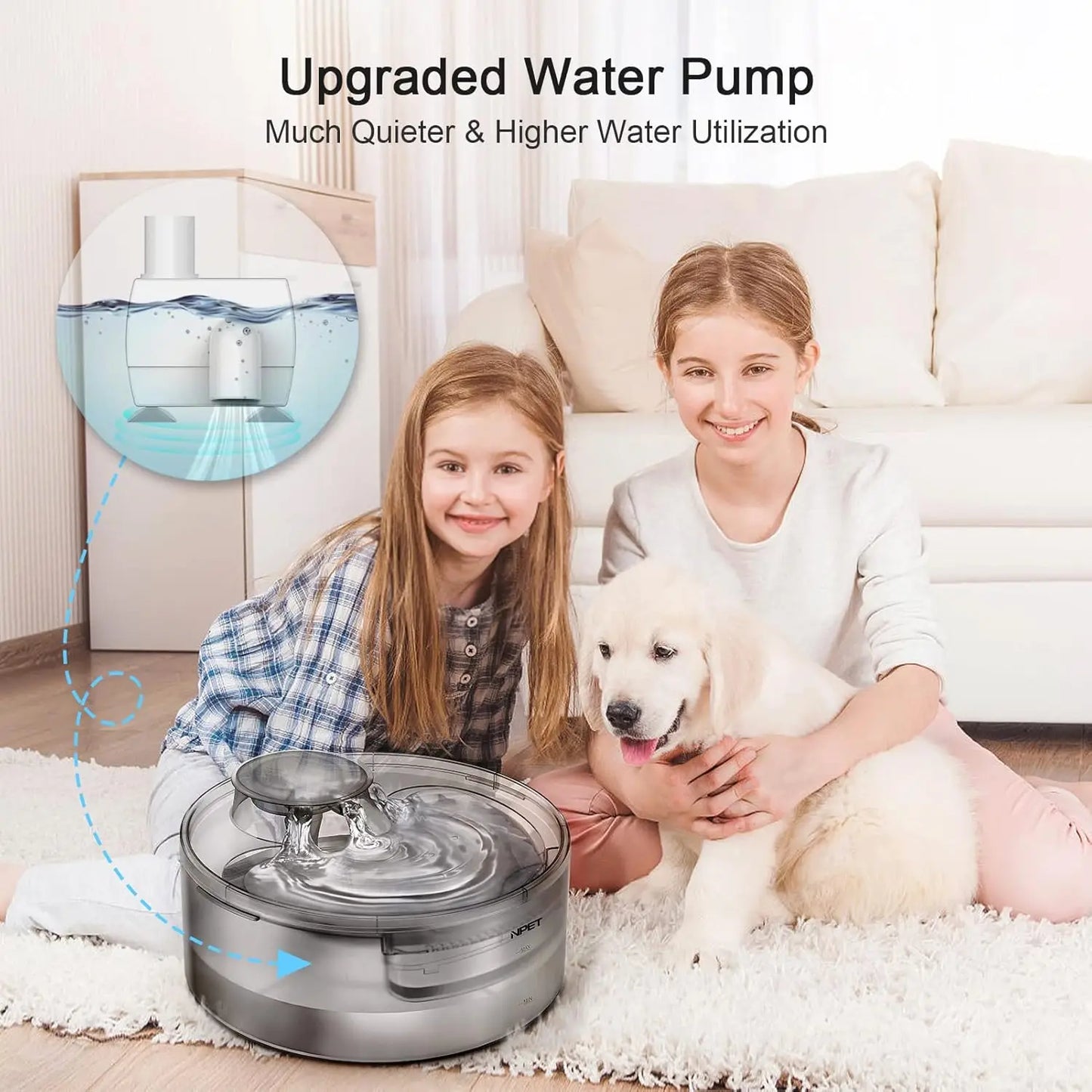 NPET DF10 Dog Water Fountain, 170oz Large Automatic Dispenser