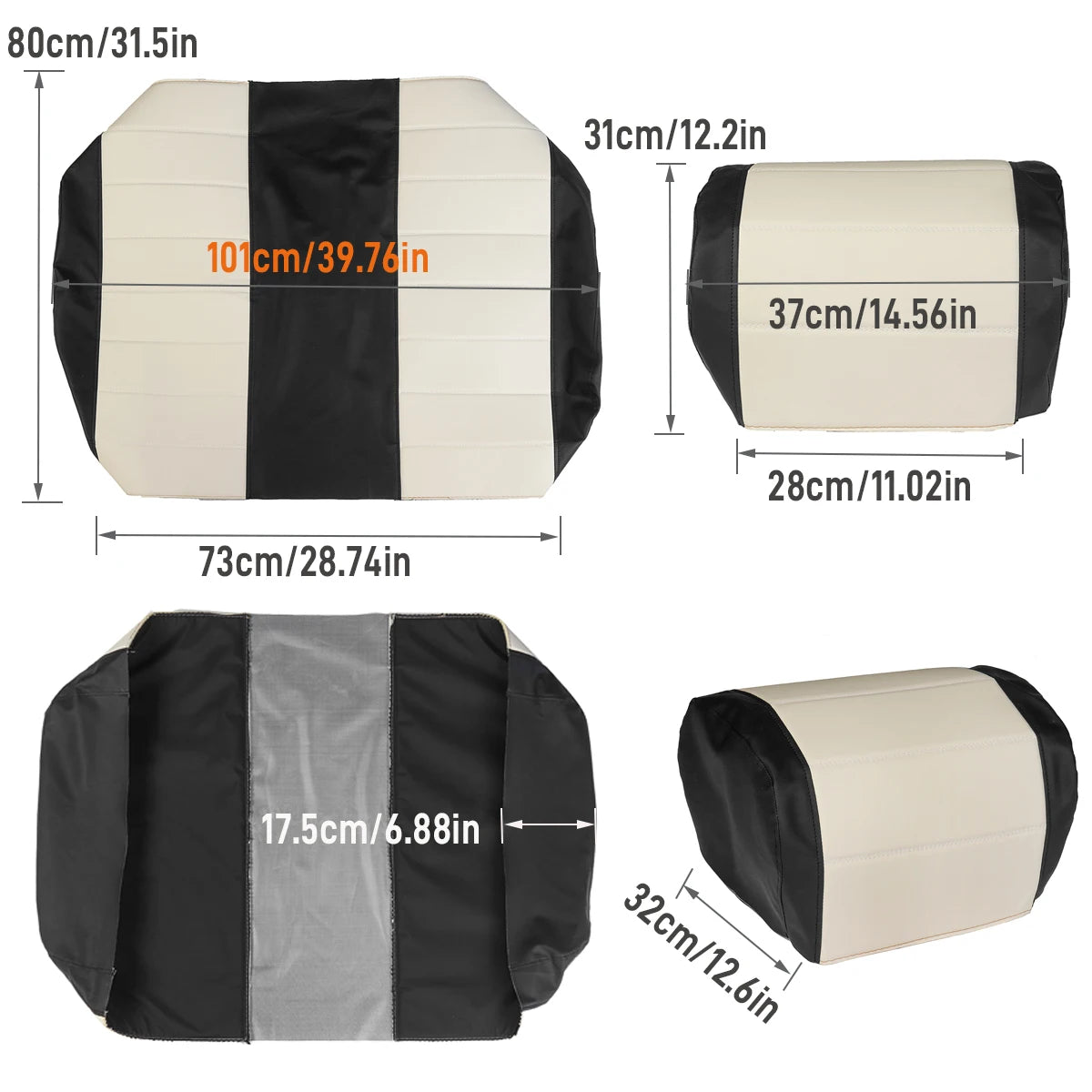 3PCS Golf Cart Seat Covers Front Club Car Seat Covers PU Leather Chair Covers For PRE-2000 DS Golf Cart 1982-2000