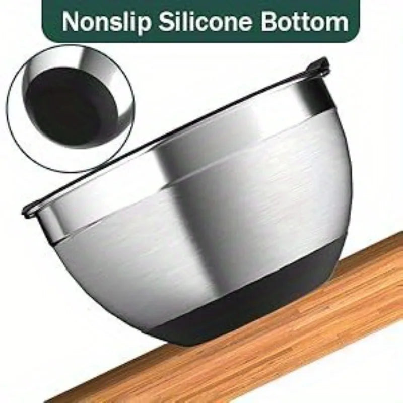 5 Piece Stainless Steel Nesting Mixing Bowl Set Kitchen Essentials for Baking Serving Dishwasher Safe Easy to Store