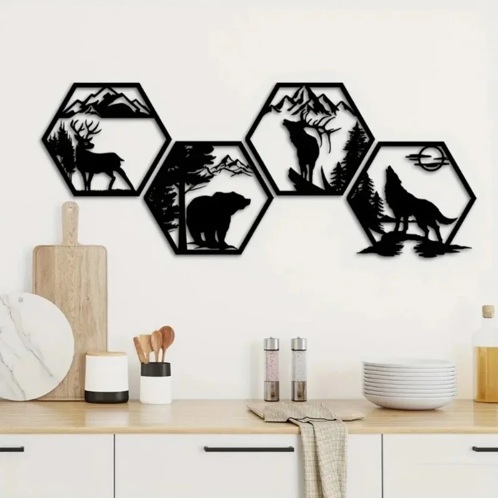 Rustic Wilderness Forest Metal Wall Sculpture Set – Enchanting Art to Adorn Your Walls