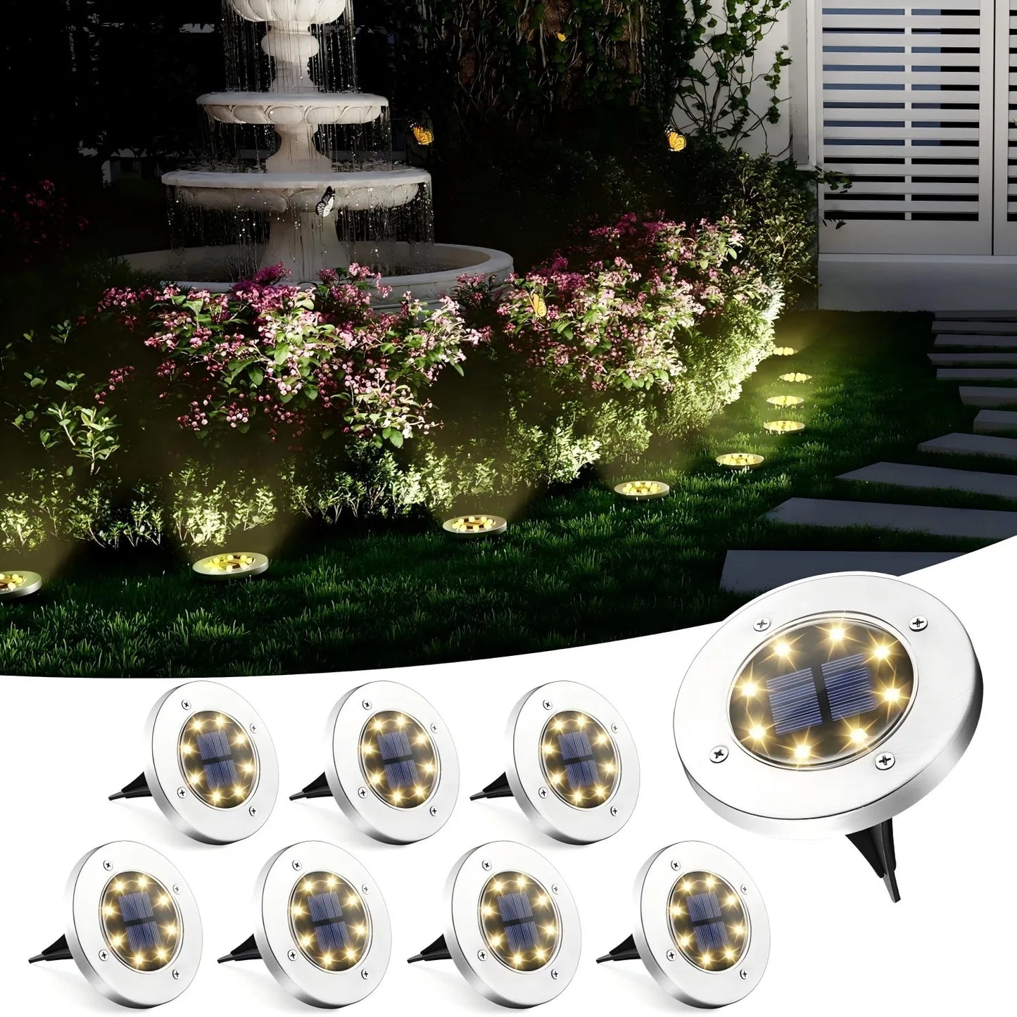 4/8pcs Solar Lights Outdoor, 8 LED Landscape Lighting