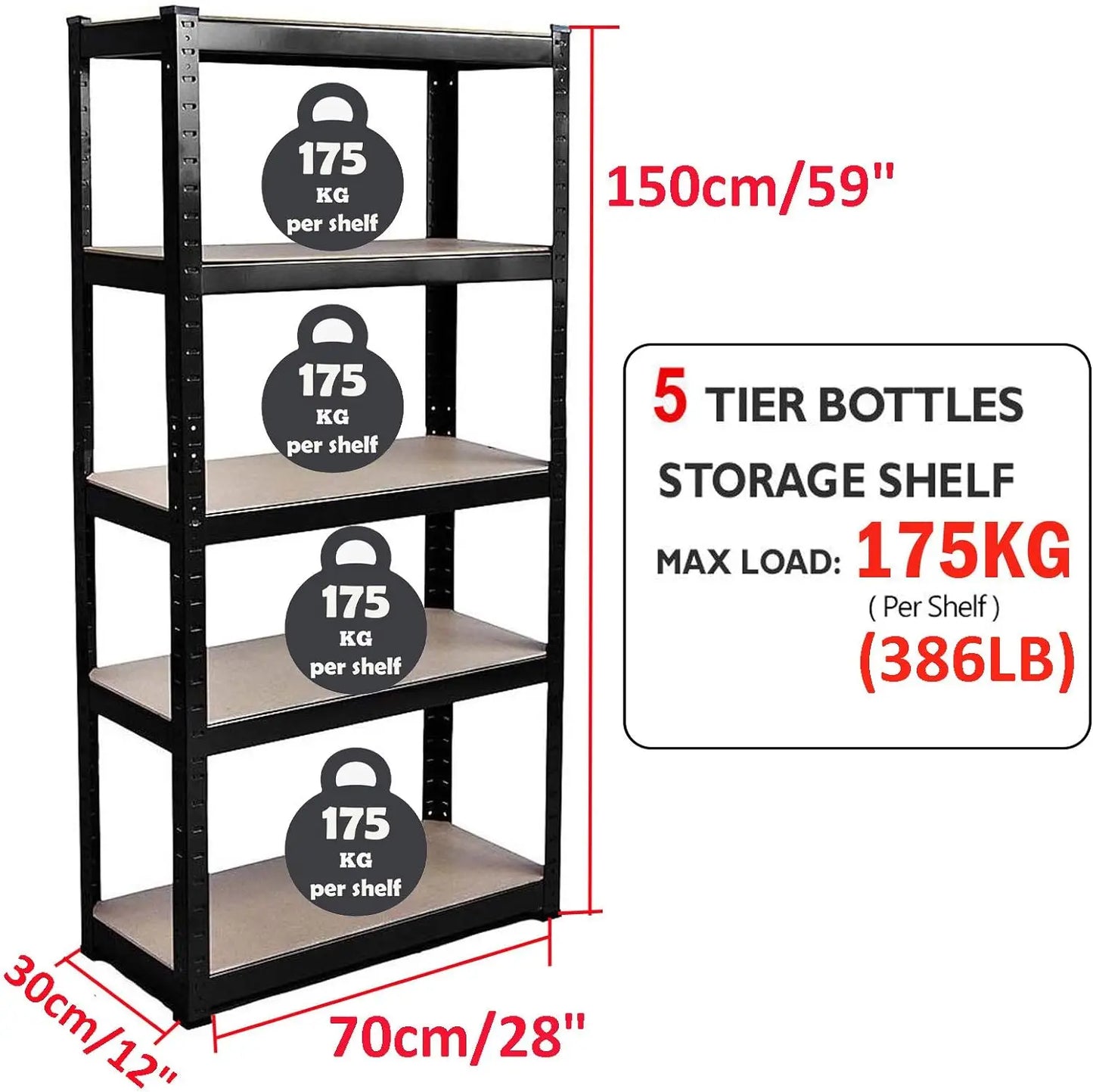 Shelving Units, 5 Tier Garage Shelf Metal Storage Rack