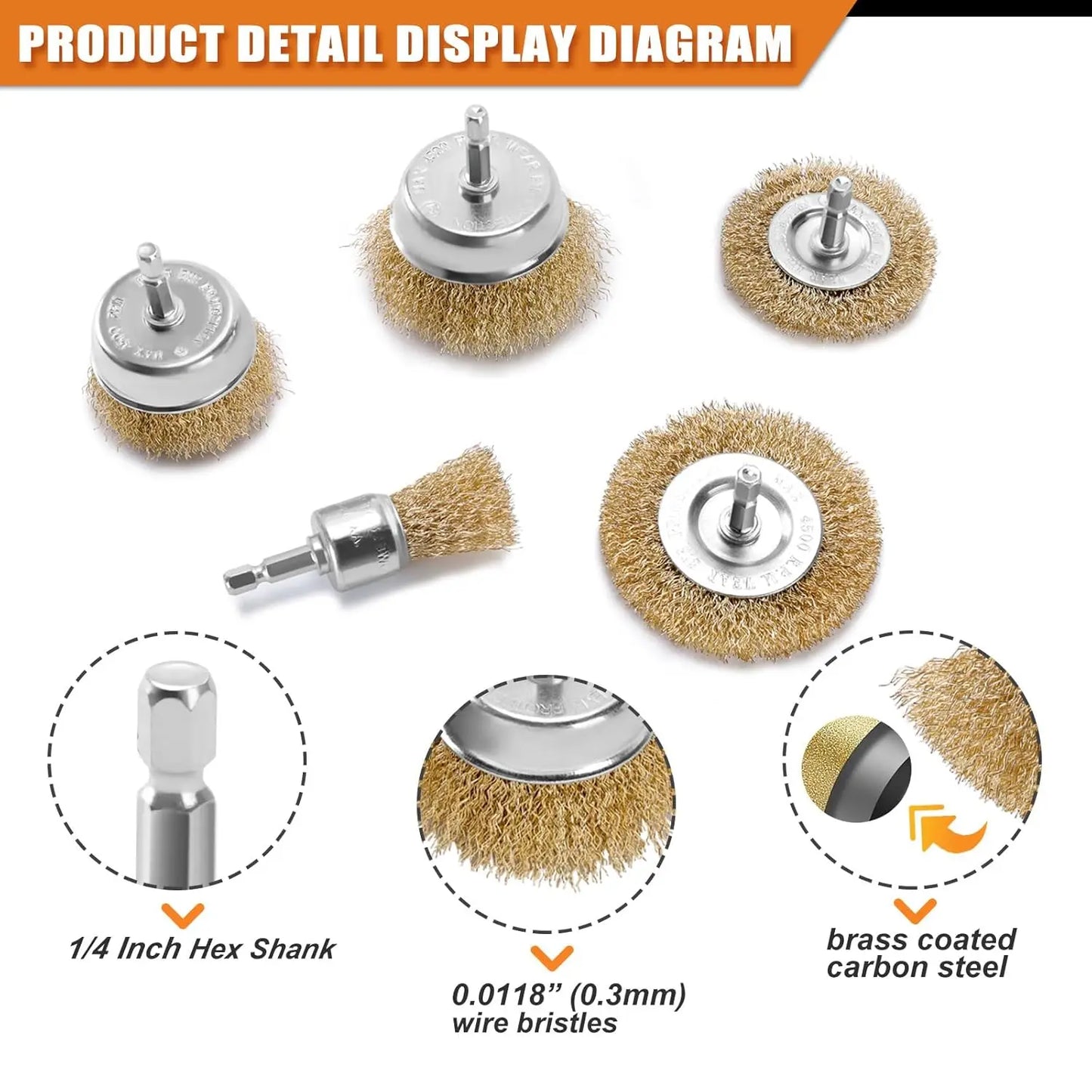 10pcs Wire Brush Wheel Cup Brush Set,Wire Brush for Cleaning Rust, Stripping and Abrasive, for Drill Attachment