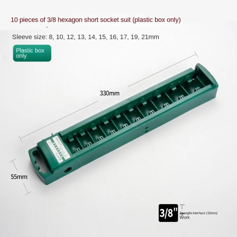 New 1/4" 3/8" 1/2" Wrench Storage Box ABS Plastic Green Socket Organizer Box Socket Wrenchs Holder Socket Storage Tool 6Sizes