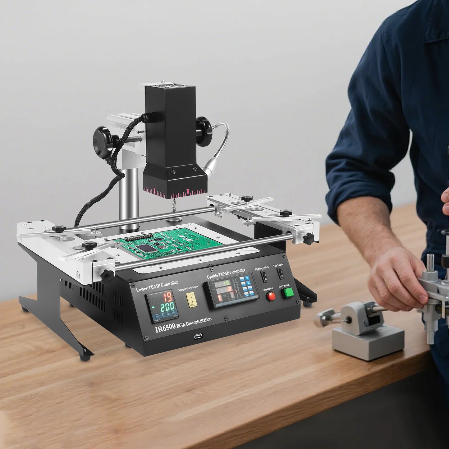 IR6500 BGA Rework Station Infrared Solder Welder System Closed-loop Temperature Control,1250W Electric Welding Table w/USB Cable