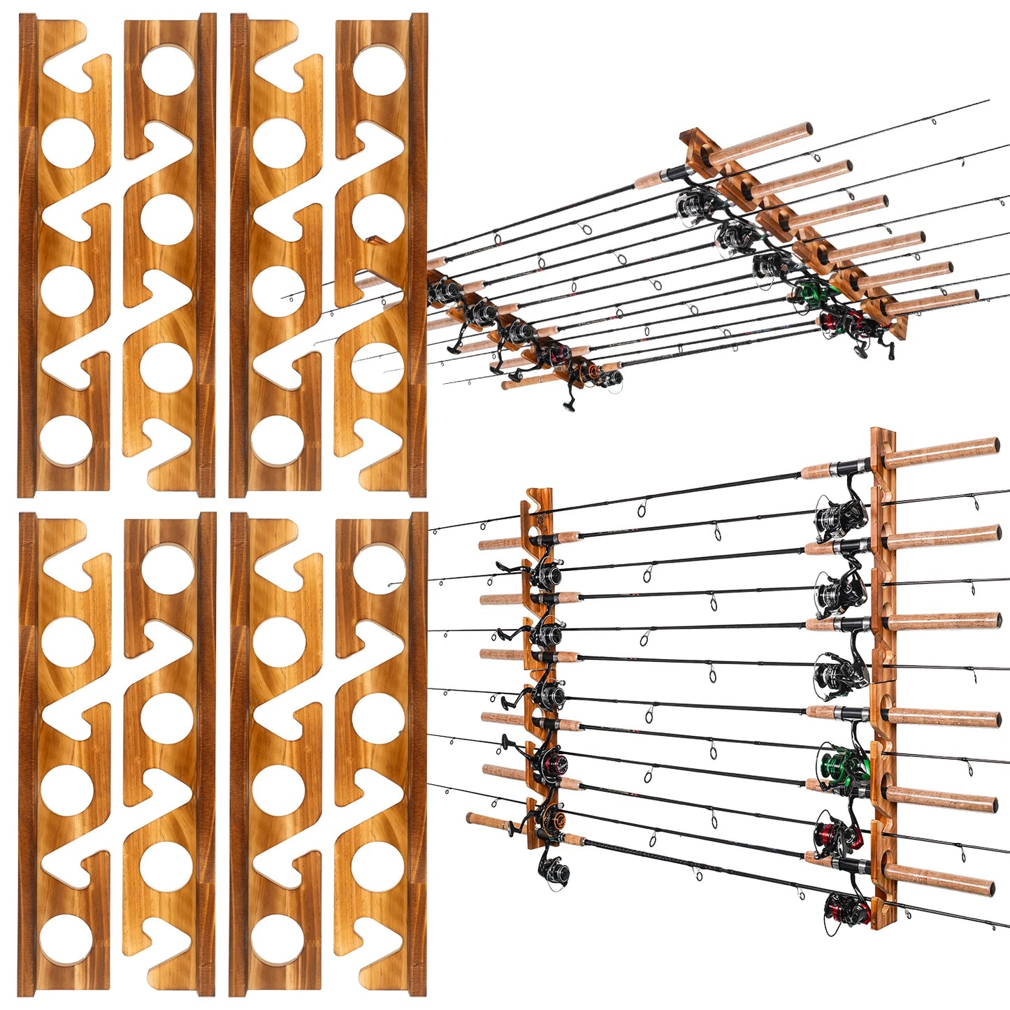 Ghosthorn 6/12/18/24 Rods Fishing Pole Rod Racks Fishing Rod Holders Overhead Ceiling Mount Fishing Gear Storage Organizer Space-Saving Garage Wall Ceiling Rack