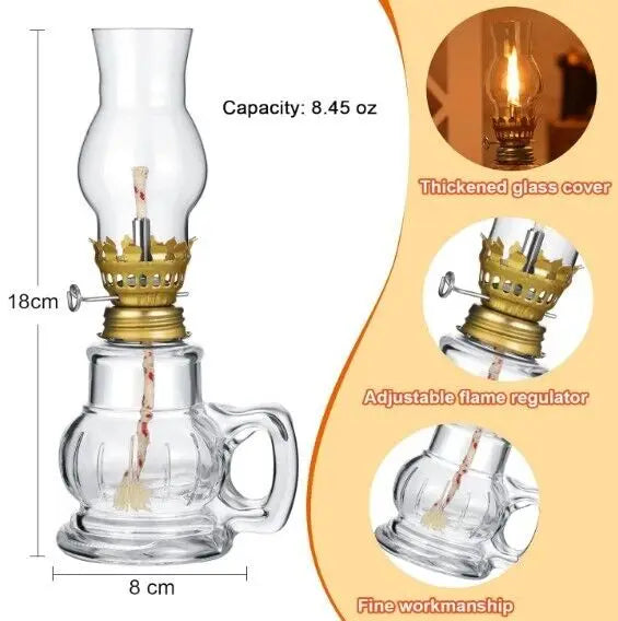 Classic Mini Glass Oil Lantern For Romantic Desktop Decor
