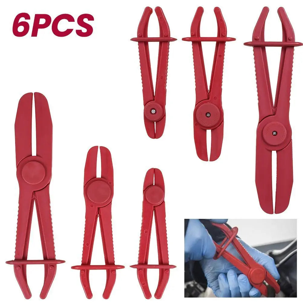 6pcs Hose Clamp Kit Line Pipe Pliers Set Flexible Pinch Off Brake Fuel Oil Water Line Clamp Plier Auto Car Repair Plastic Tools