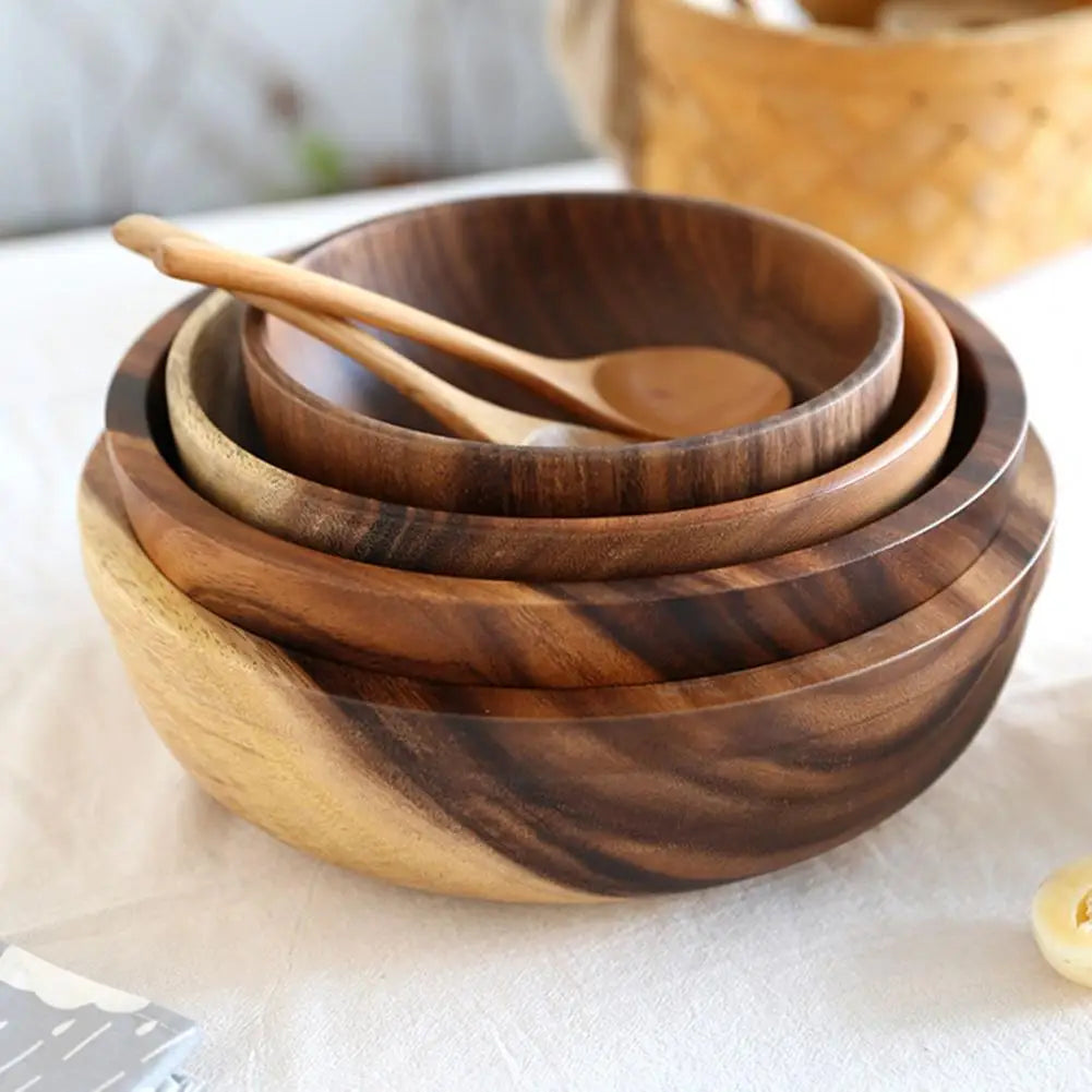 Eco Friendly Wooden Salad And Soup Bowl For Kitchen