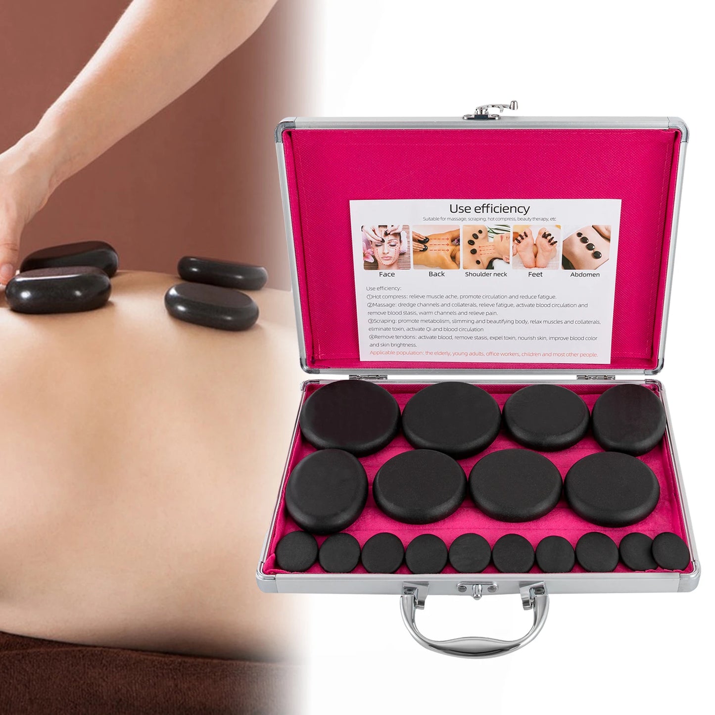Hot Stones Massage Set with Heater Box for Relaxing Relief