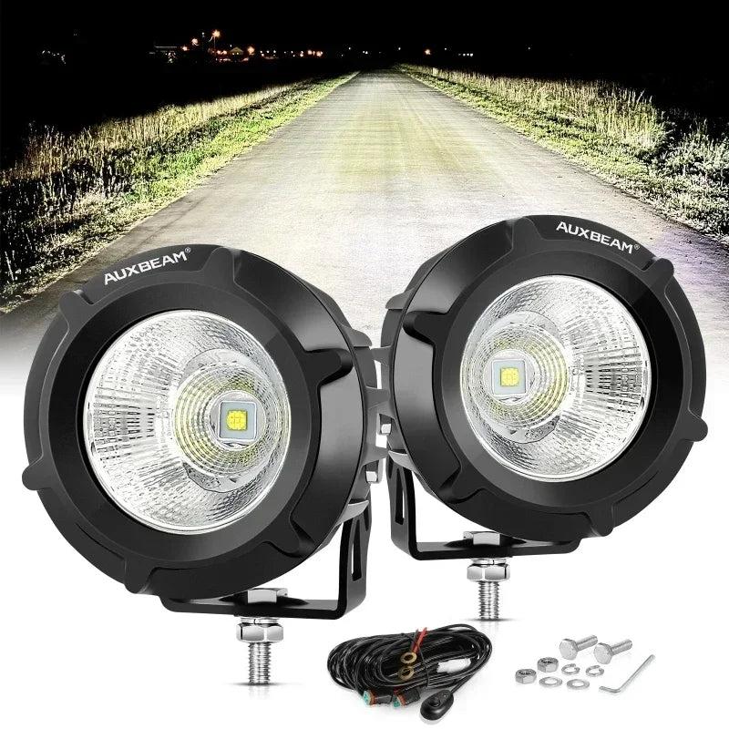 AUXBEAM 1pair 3.5 Inch Round LED Pod Lights 3500K / 6500K Work Lights Combo Beam Driving Lamps for Truck Pickup Offroad