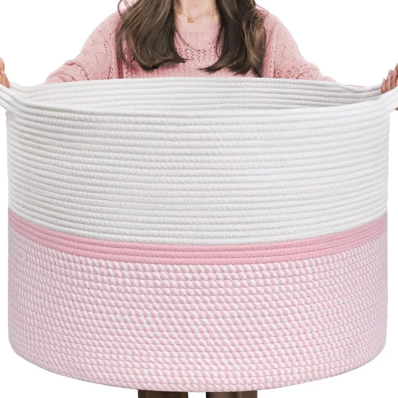 Extra Large Laundry Basket, Woven Rope Storage For Towels