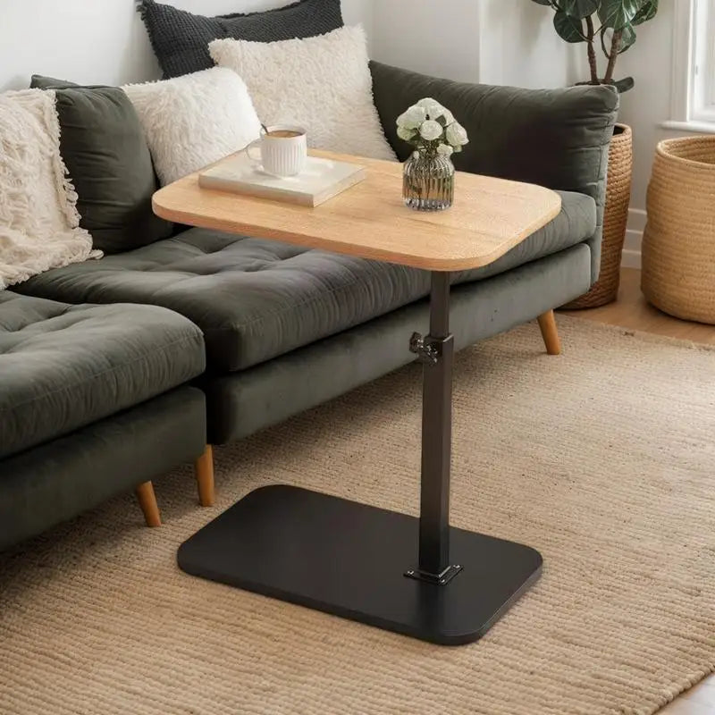 C-Shaped Coffee Tea Table Side Table for Sofa Bedside Corner Small Mobile Storage Desk Family Living Room or Bedroom
