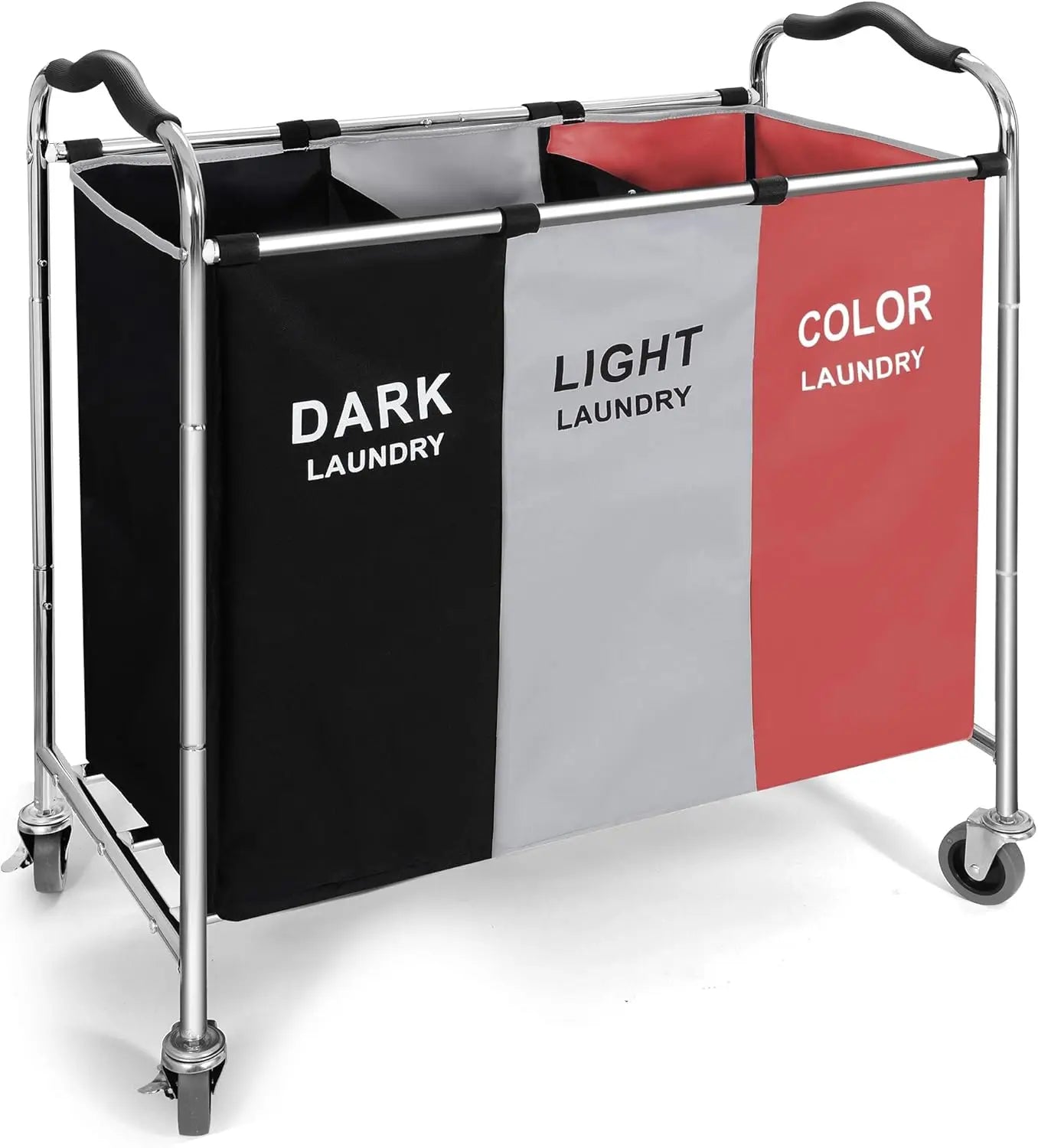 Laundry Basket with Wheels 240l Hamper 3 Section Bag