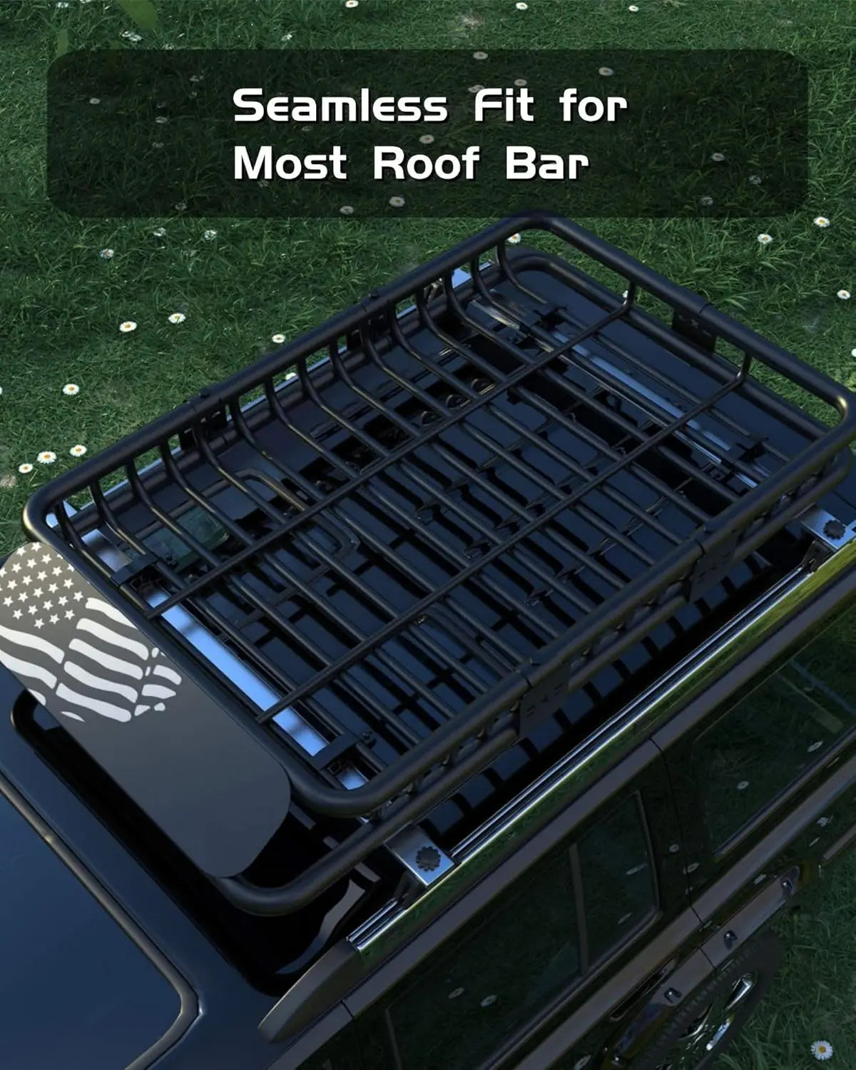 64 X 39 Inch Universal Roof Rack Basket, 200 Lbs Capacity Cargo Carrier with Wind Fairing for SUV, Truck, RV & Vehicle Roof Rack