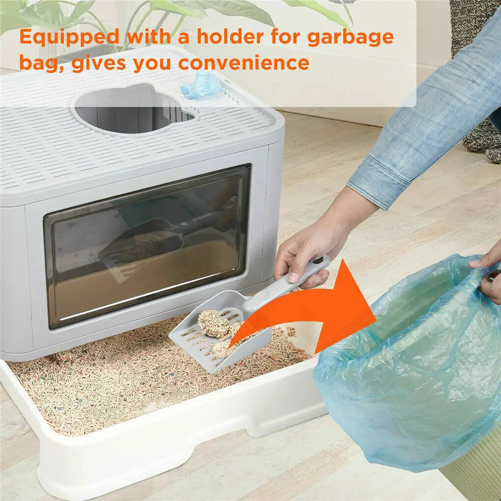 Foldable Cat Litter Box Front Entry & Top Exit Toilet Box