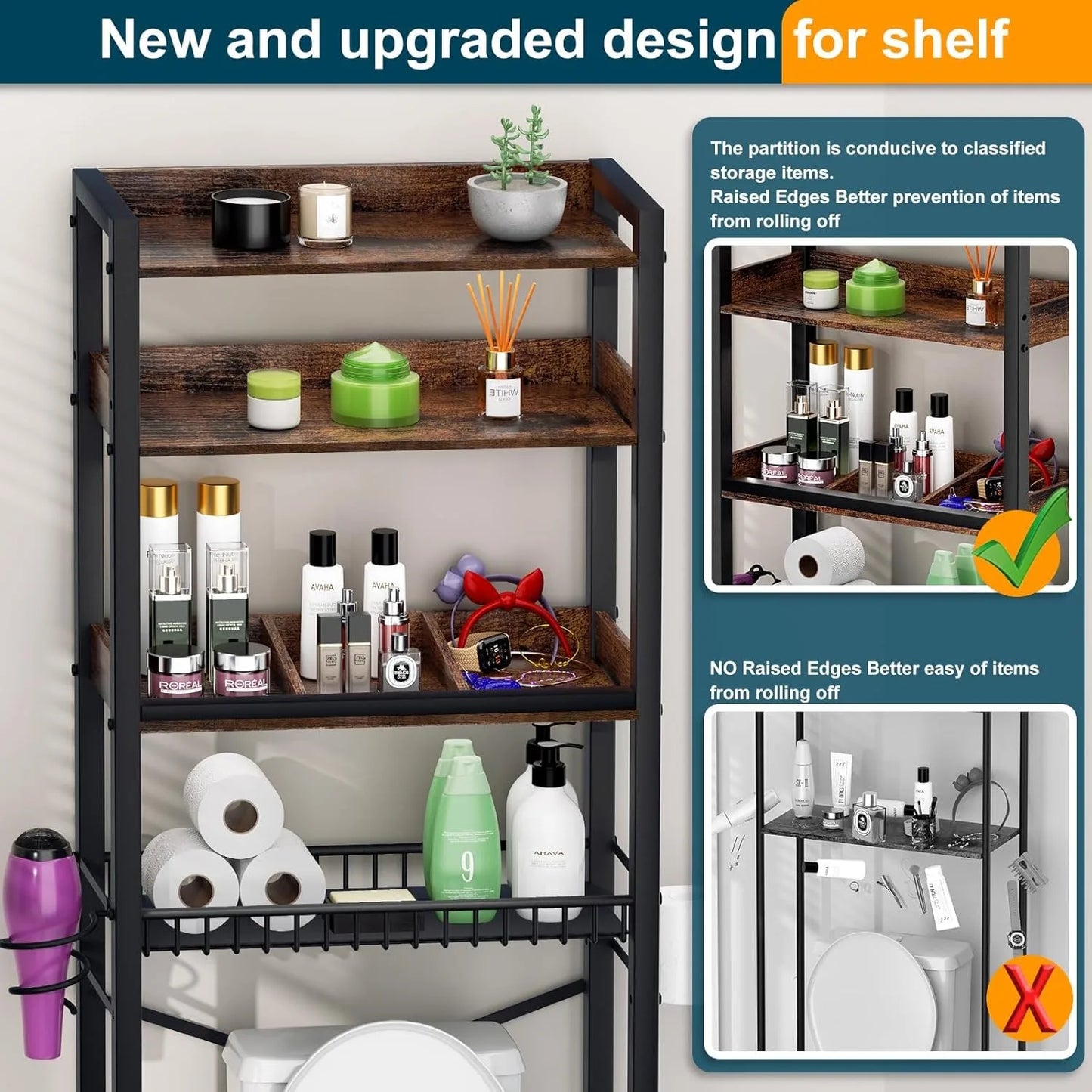 Over The Toilet Storage Cabinet, 4 Tier Bathroom Organizers