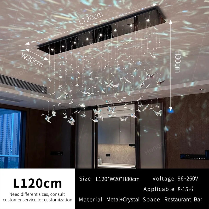 Crystal Butterfly Pendant Chandelier Kitchen Island Living Room