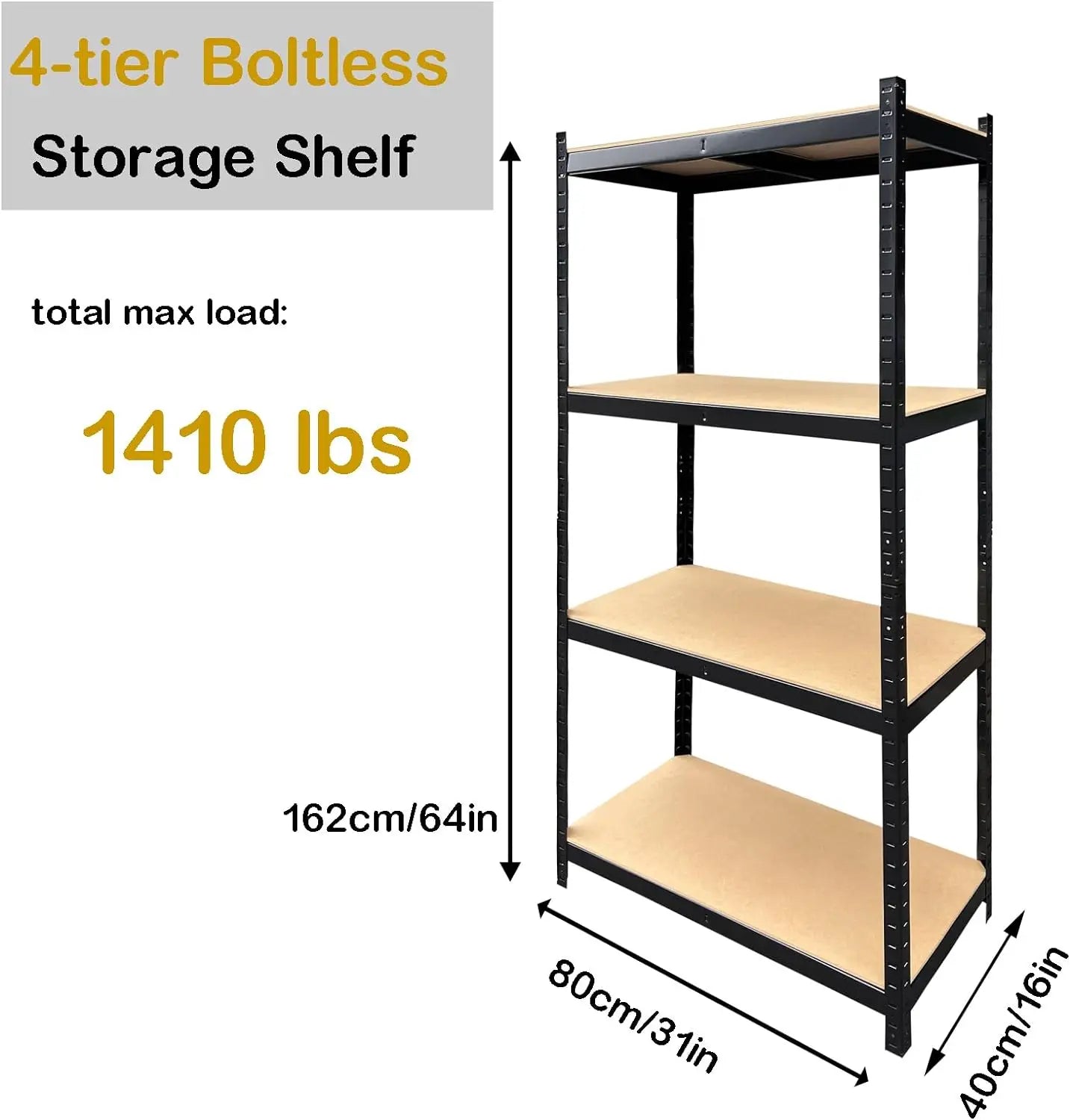5 Tier Garage Shelf Unit Metal Shelves Storage Boltless Rack Workshop Adjustable for Warehouse Home Office and Pantry