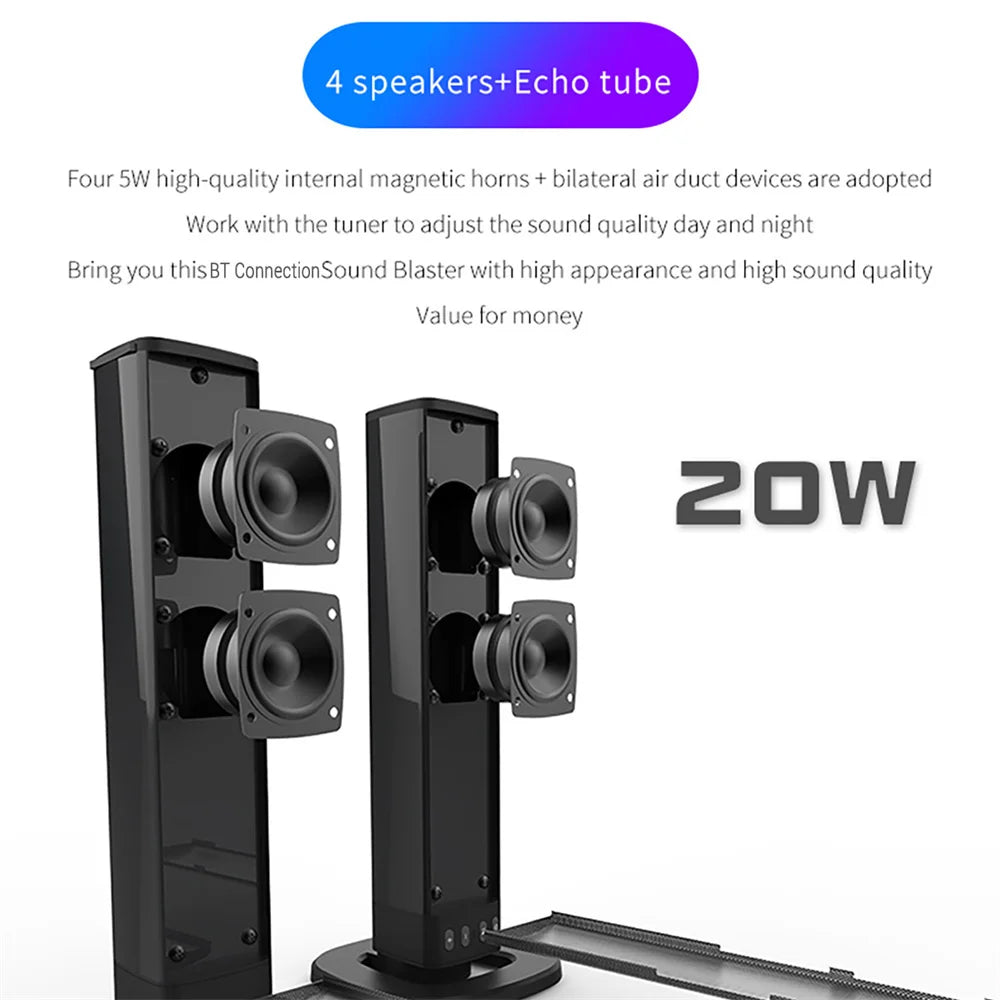 Wireless Bluetooth TV Sound Bar Dual Speaker System