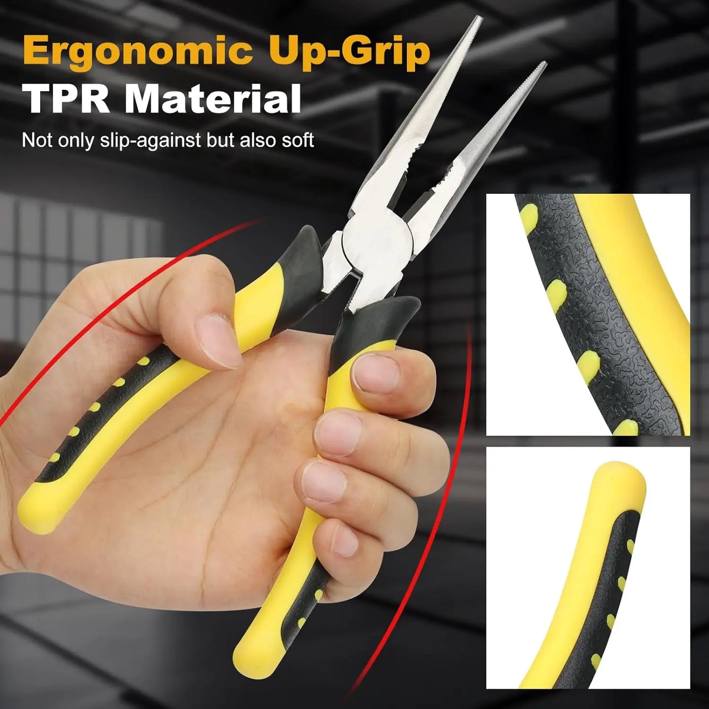 8-Inch Needle Nose Pliers with Wire Cutter, Heavy-Duty Steel for Home and Crafts, Anti-Slip Grip