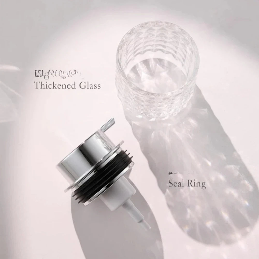 Glass Hand Foaming Soap Dispensers with Silver Pump 1 Pack