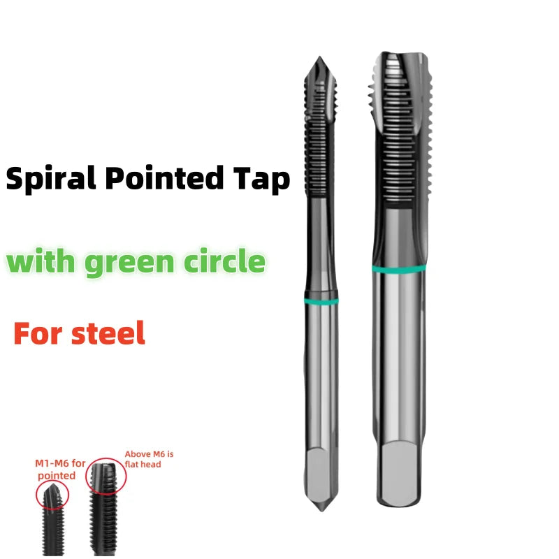1PCS HSSE JIS Standard Spiral Fluted Tap Spiral Pointed Tap M2M3M4M5M6M7M8M10M12 Machine Screw Thread Taps For Stainless Steel